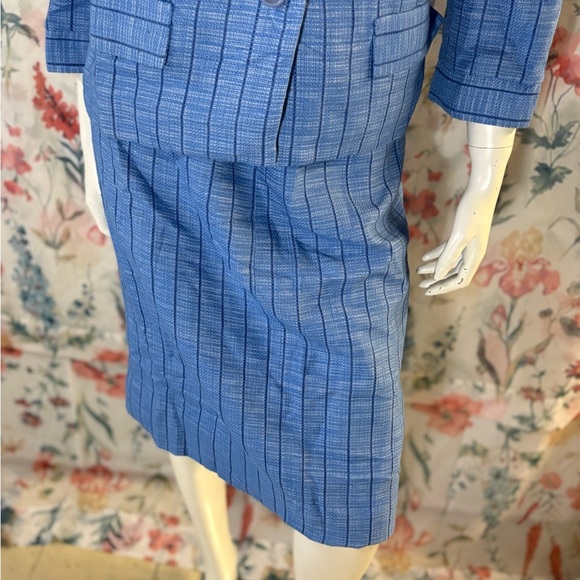 Vintage Georgia Bullock Blue Plaid Skirt Suit Set - Picture 3 of 16
